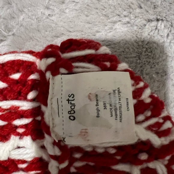 Obermeyer Red and White Knit Pom-Pom Hat - Picture 6 of 6